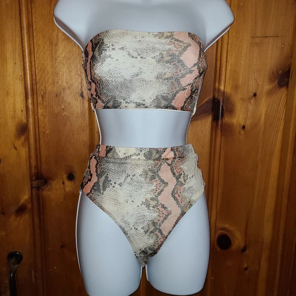 2/$40 NWT 3 piece Fashion Nova bikini coverup set sun suit snake island charmer - Picture 6 of 12